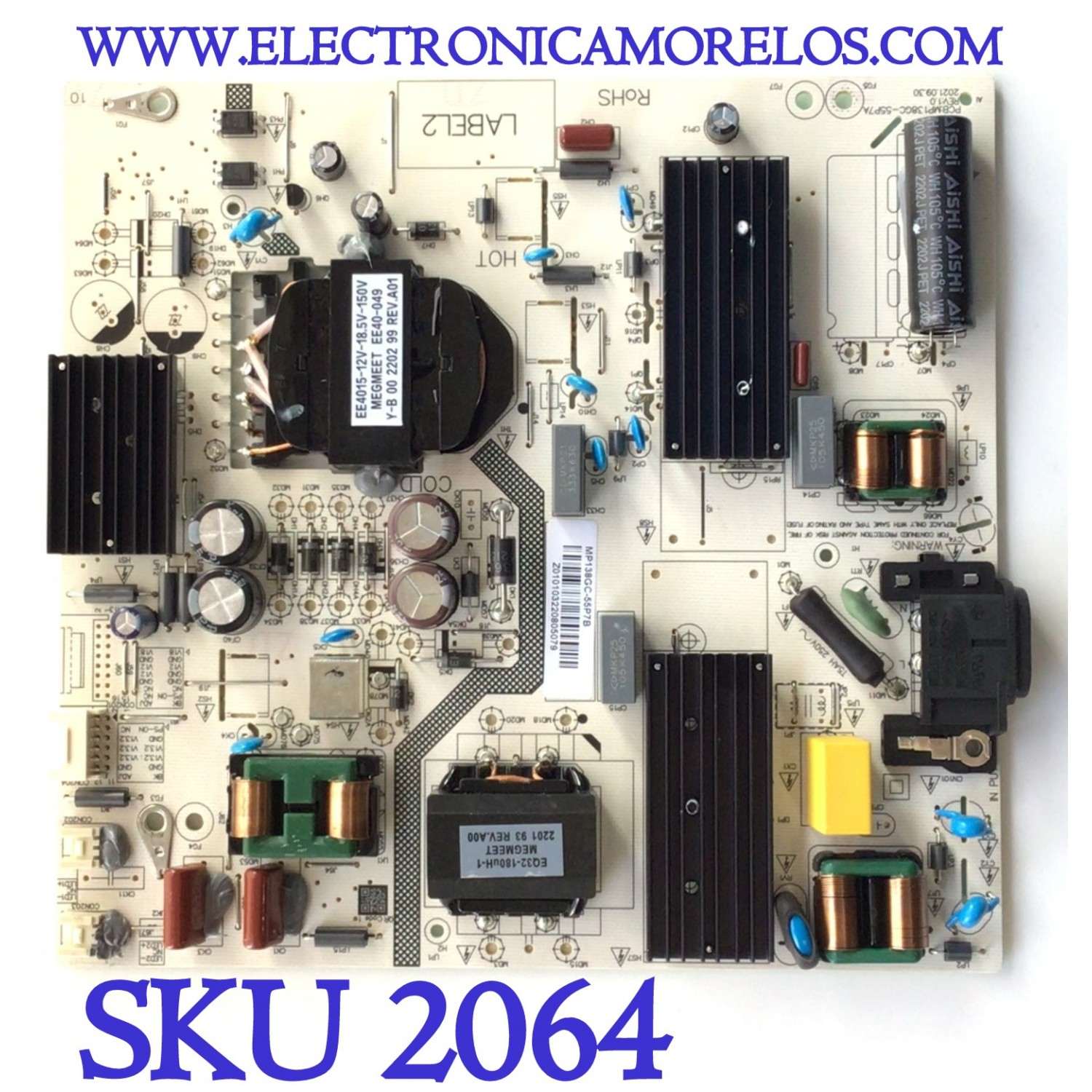 FUENTE DE PODER PARA TV LG / NUMERO DE PARTE MP138GC-55P7B / MP138GC-55P7A / MP138GC-55P7AREV;1.0 / PANEL BOEI650WQ1QF7D / MODELO 65UQ7570PUJ / 65UQ7570PUJ.CUSFBH